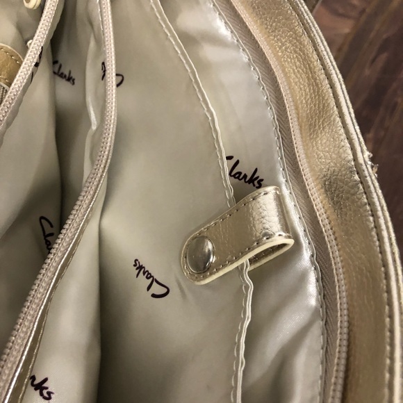 Clarks Leather Gold Foil Handbag - Picture 9 of 11